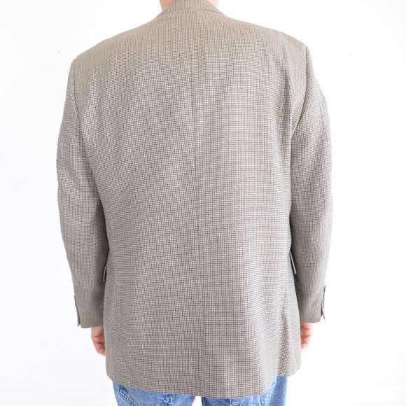 Andrew Fezza  Olive Houndstooth Silk & Wool Blazer Size 42R - Picture 4 of 15
